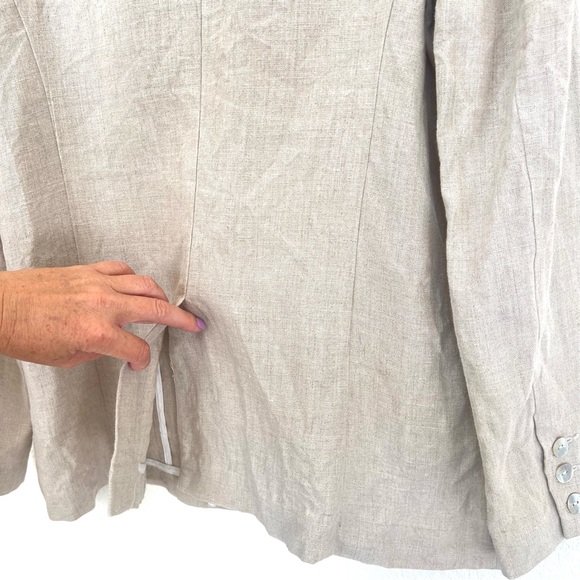 Neiman Marcus Relaxed Fit Khaki Tan Linen Blazer Size Large - Picture 11 of 11